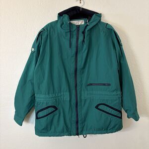 Vintage 90s Mulberry Street Hooded Jacket Teal Green Navy Women's M